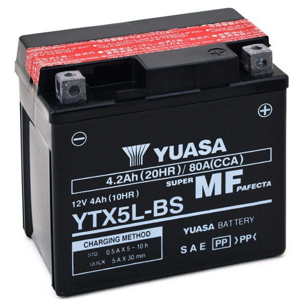 Batteria YB4L-B Acido/Standard BATTERIA YUASA YTX5L-BS 12V-4AH (SIGILLATA CON ACIDO A CORREDO)